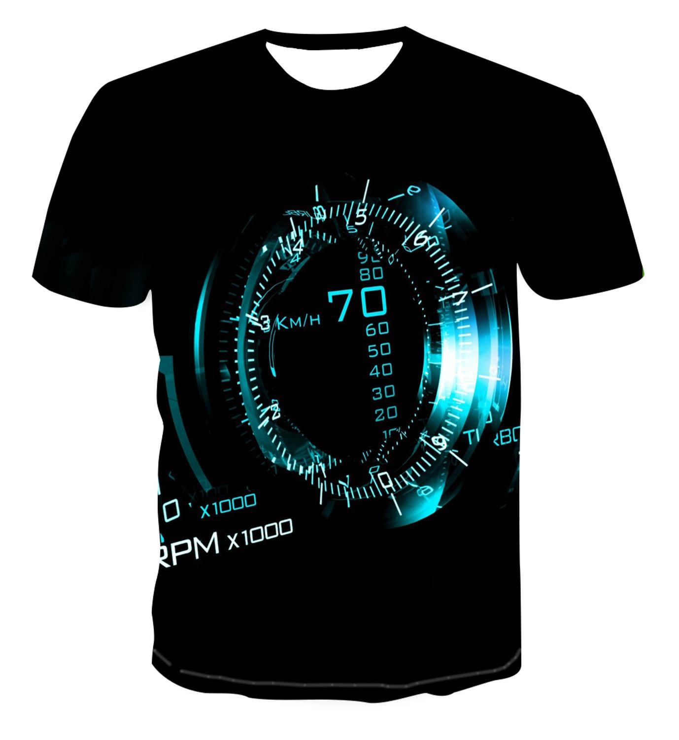 3D new print personalized clock geometry T-shirt Fashion Street Style Men's summer short sleeve top T-shirt s-6xl